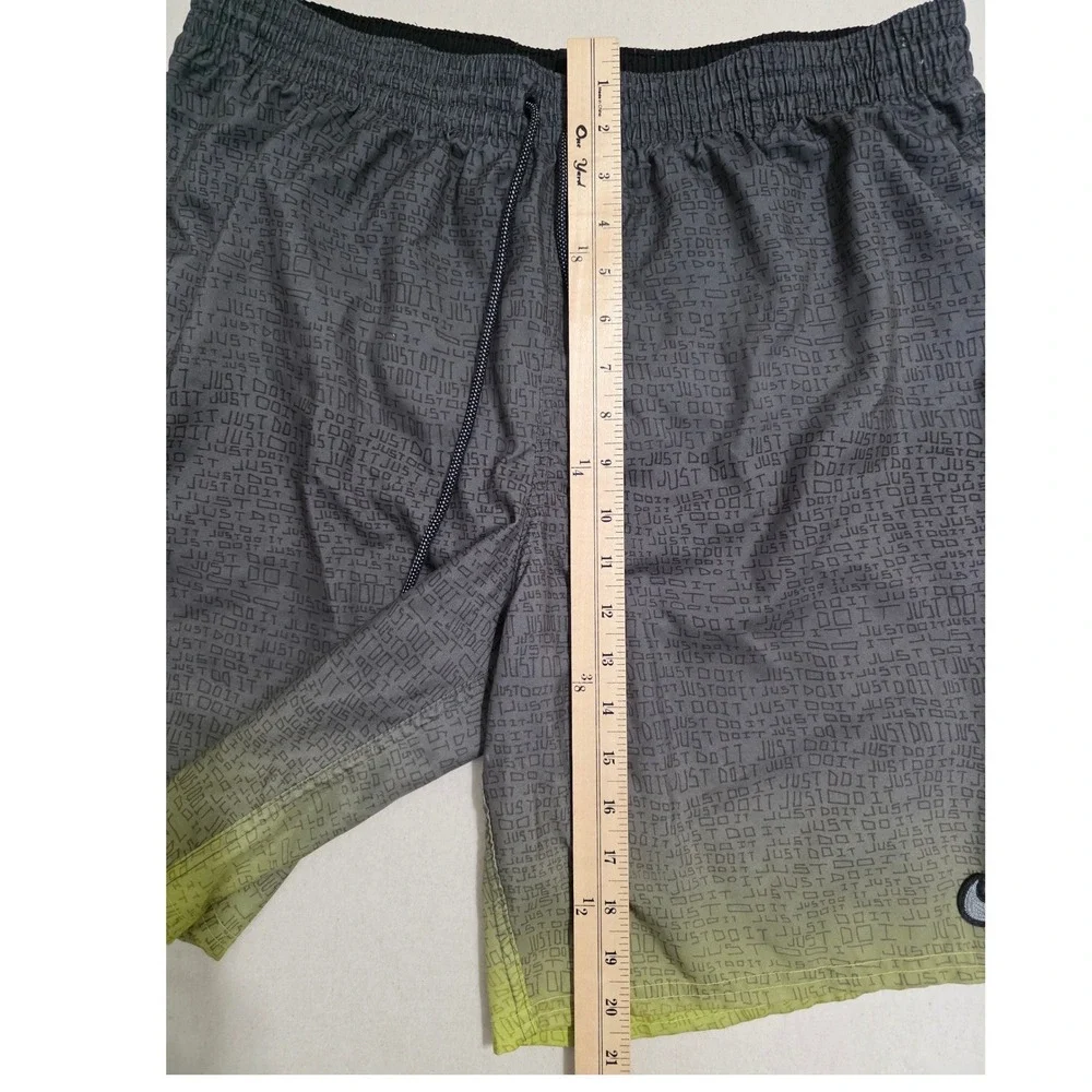Nike Mens Swim Shorts Sz XL Grey Yellow Just Do It Ombre All Over Print Trunks